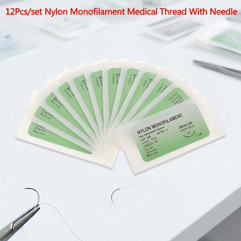 Medical Lab Kit - Nylon-Monofilament Nahtmaterial Übungsset 12-teilig Medizinisches Nadelset
